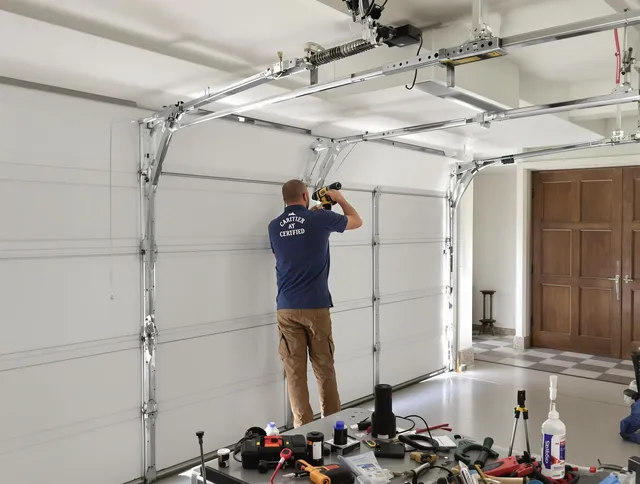 Alhambra Garage Door Repair certified technician performing precision garage door repair in Alhambra