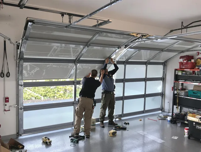 Alhambra Garage Door Repair expert performing precise panel replacement on Alhambra garage door